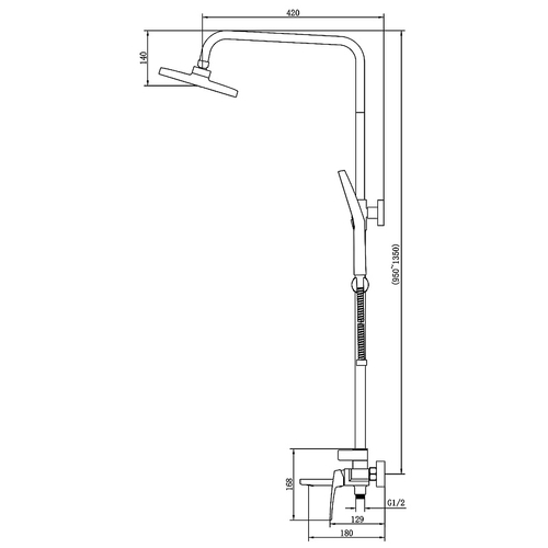 Душевая система Azario Conda с квадратным тропическим душем, керамический картридж, шланг 150 см, хром (AZ-K2411)