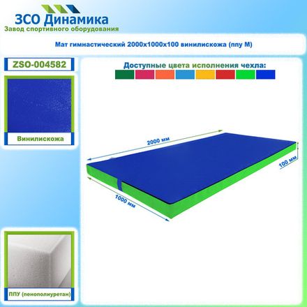 Мат гимнастический 2000х1000х100 винилискожа (ппу М)