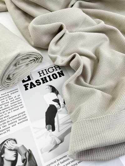 КОФЕЙНО-СЕРЫЙ - Рибана с лайкрой, компакт пенье (1135 Аполлинария) (к2 ширина 126см + стрела от кромки 10см)