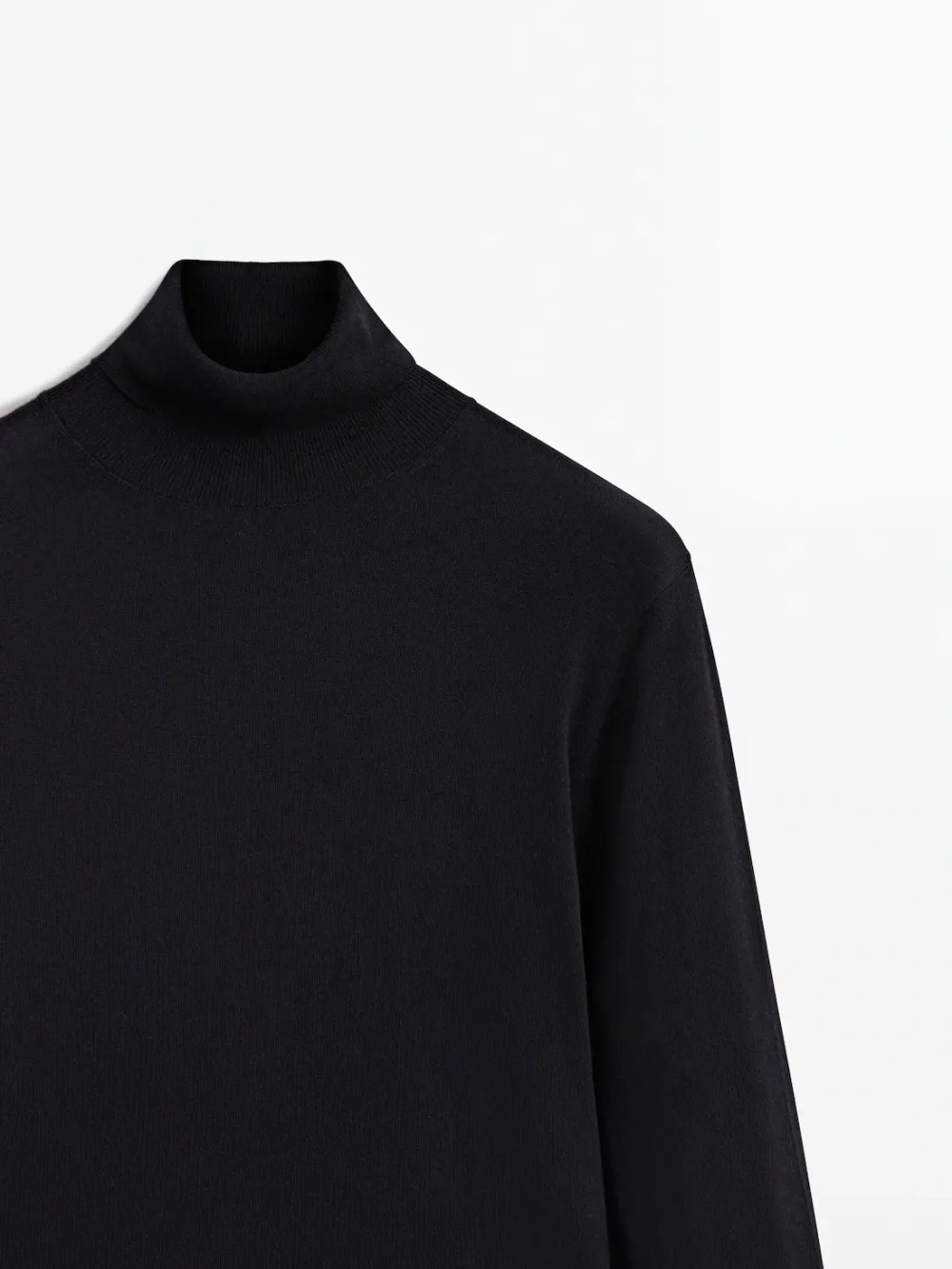 Massimo Dutti Свитер из смесового хлопка с высоким воротником, черный