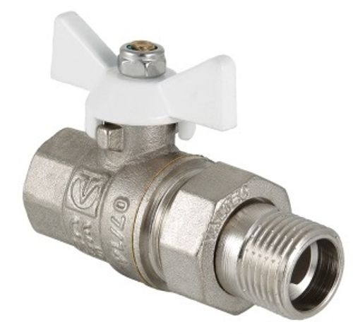 Кран шаровой Valtec Base 1/2" ВР/НР с полусгоном белая ручка-бабочка (арт. VT.227.NW.04)