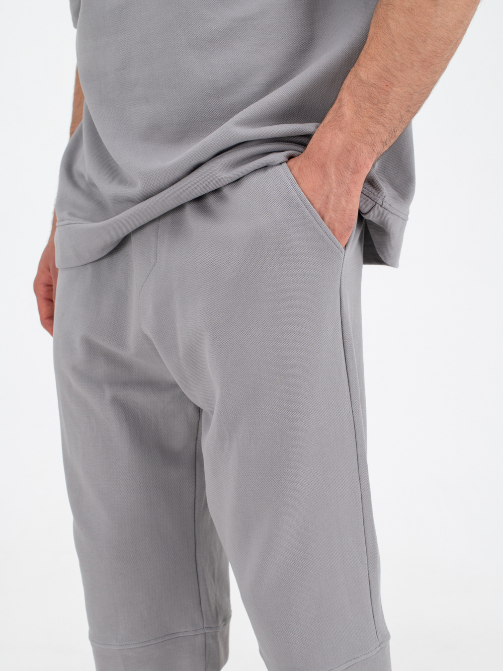 Костюм хлопковый с шортами. Грей