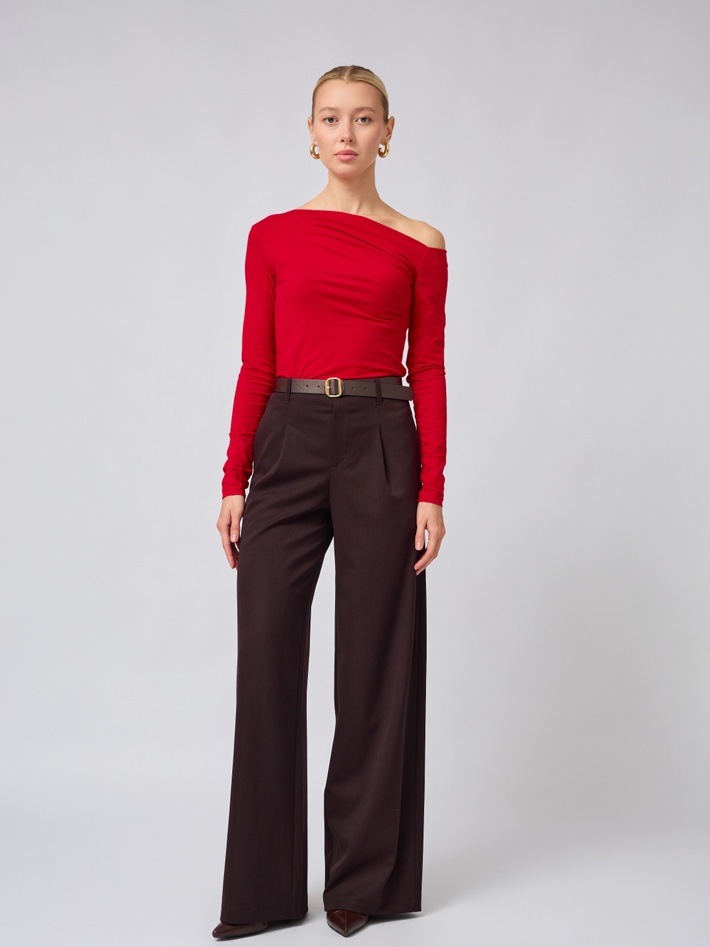 Брюки широкие со складками