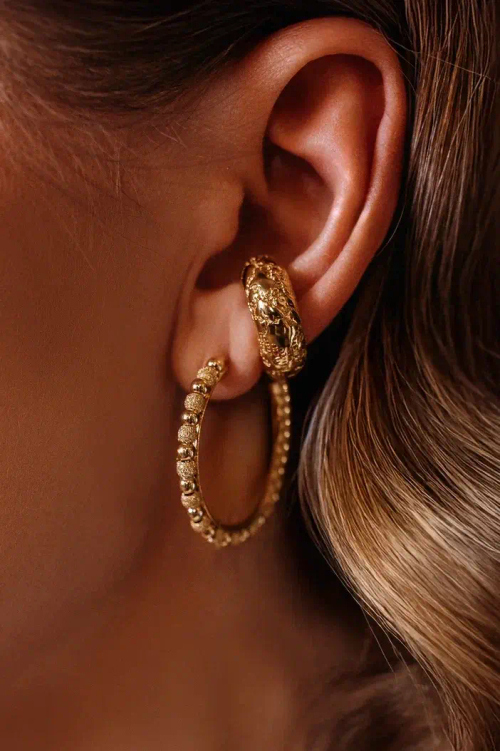 Серьги "Круги" с шарами в золочении