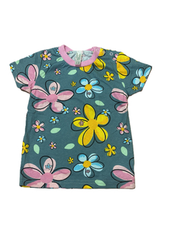 Футболка на девочку из кулирки (100% хлопок) на кнопках на плече на рост 86 см