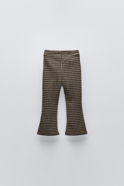 ZARA РАСКЛЕШЕННЫЕ БРЮКИ С ПРИНТОМ, РЫЖЕВАТО-КОРИЧНЕВЫЙ