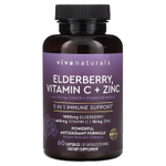 Viva Naturals, бузина, витамин C и цинк, 60 капсул