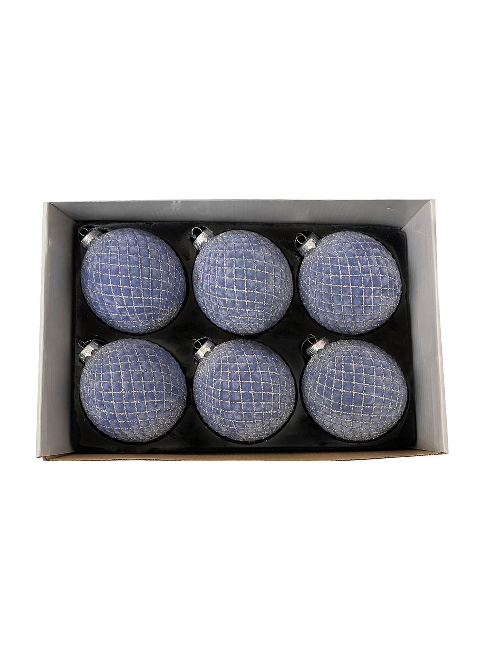 Набор шаров 10см 6шт ChristmasDeLuxe голубой с узором шампань