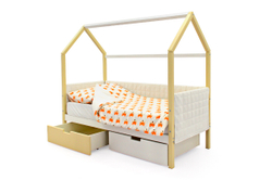 Детская кровать-домик мягкий Бельмарко Svogen бежево-белый