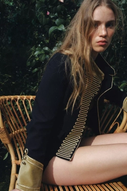 ZARA КУРТКА С ЗАСТЕЖКАМИ-АЛАМАРАМИ — ZW LIMITED EDITION, МОРСКОЙ ТЕМНО-СИНИЙ