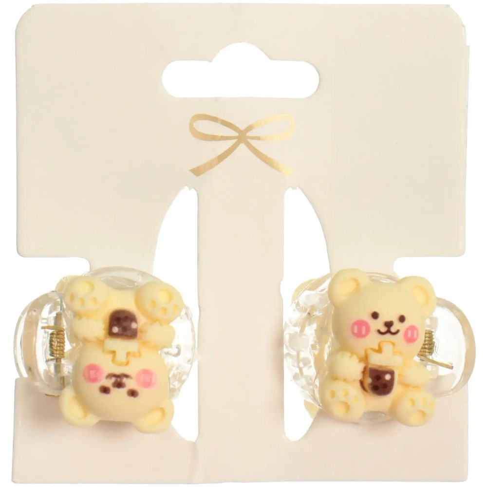 Заколки - крабы для волос детские 2шт на блистере «Chocolate Lolly», мишки, 2.2 см