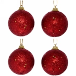 Новогодние шары 5 см (набор 4 шт) «Блестящее напыление», красный