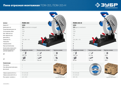 ЗУБР 355 мм, 2000 Вт, монтажная пила (отрезная) с пильным диском, Профессионал (ПОМ-355-Н)