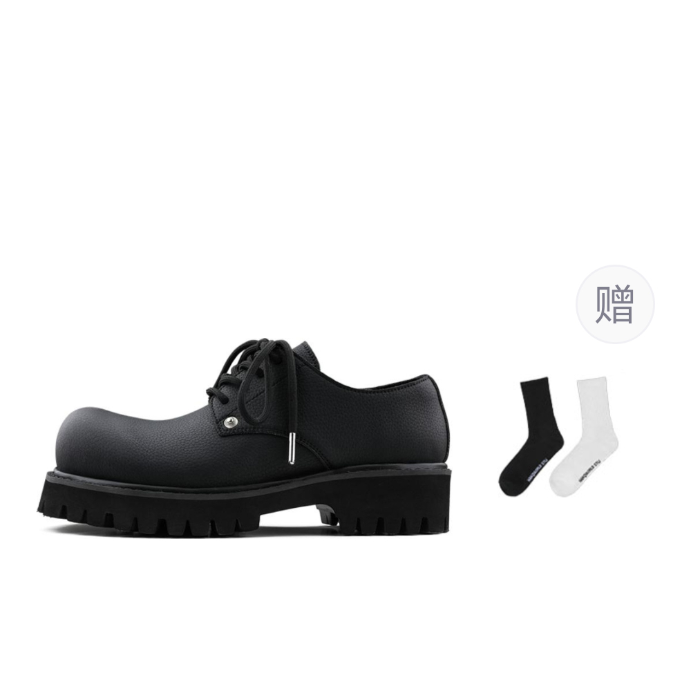 HANQIAORIJI Cow Split Leather Loafers 4.5cm Unisex Black