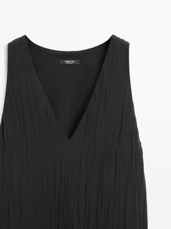 Massimo Dutti Струящееся плиссированное платье миди, черный