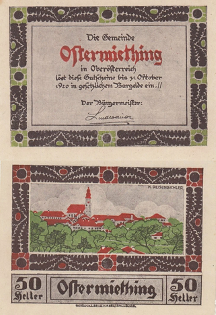 Австрия 50 геллеров 1920 Остермитинг aUNC