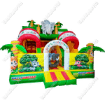Надувной батут-горка "Слоник в джунглях",с переходом  6*5*5,5 м