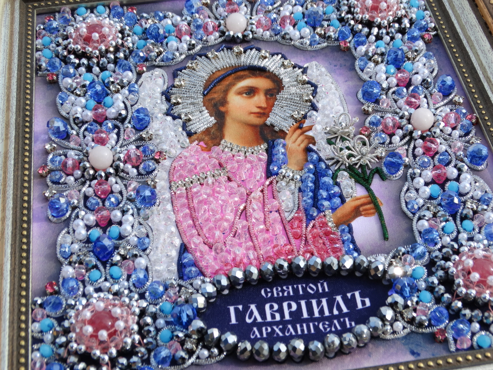 Ткань с нанесенной авторской схемой Архангел Гавриил (серебро) (+инструкция)