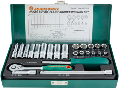 S04H2125S Набор головок торцевых стандартных и глубоких 1/4"DR, 4-13 мм, 25 предметов