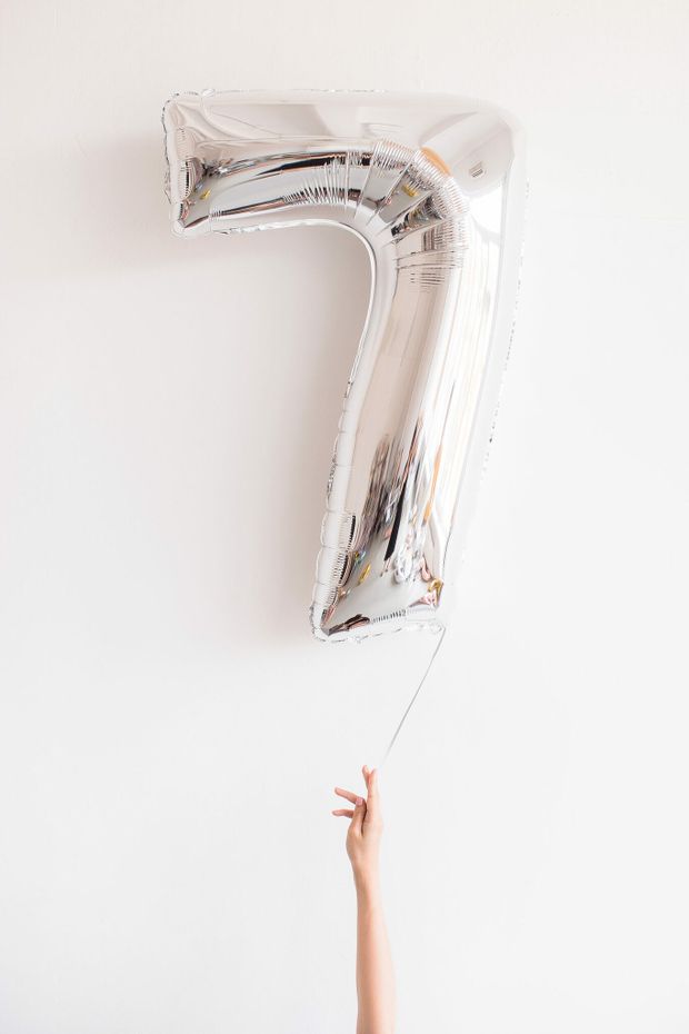 FM Шар 40" / 102 см "Цифра 7" Серебро (БГ-60)