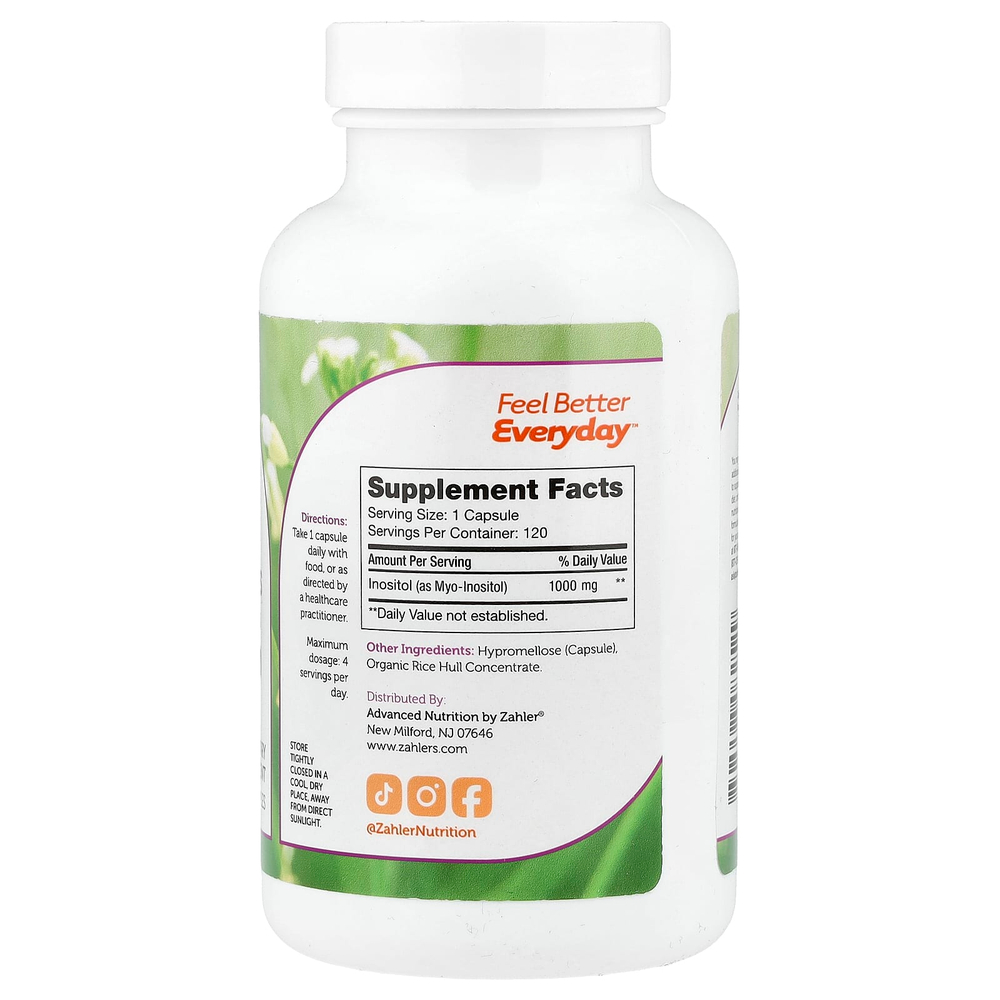 Zahler, Инозитол, 1000 мг, 120 капсул