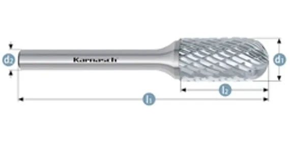 Борфреза твердосплавная Karnasch форма D (сфера), 2х1,8х3х38 мм, универсальная насечка HP-3, без покрытия, арт. 11.3031-020