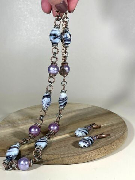 Комплект колье и серьги муранское стекло