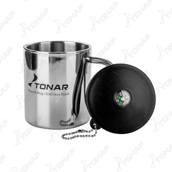 Термокружка 350ML с пластиковой крышкой+карабин (T.TK-038-350) Тонар