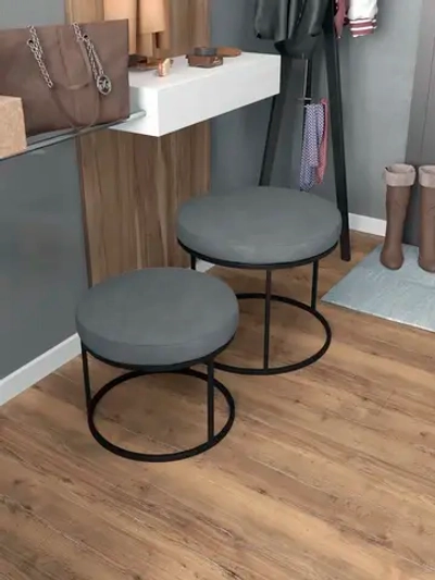 Комплект круглых банкеток - ЧСЕР - серое на черном