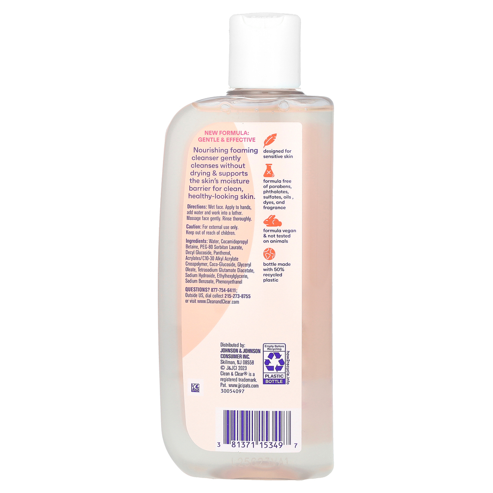 Clean & Clear, Essentials, очищающая пенка, для чувствительной кожи, без отдушки, 240 мл (8 жидк. унций)