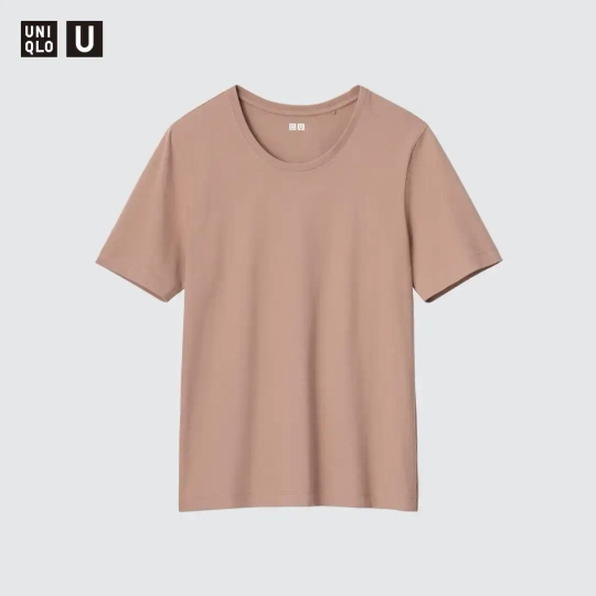 UNIQLO ХЛОПКОВАЯ ФУТБОЛКА С КРУГЛЫМ ВЫРЕЗОМ, РОЗОВАТЫЙ