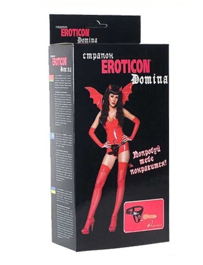 Страпон полый с вибрацией , Domina (Цвет: телесный, черный)