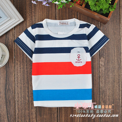 Футболка в полоску с принтом якоря и надписью "sports"