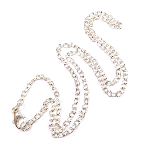 Цепочка 3х2.5 мм (45 см) с замком - лобстер, под серебро