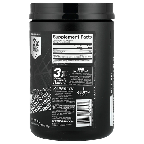 EFX Sports, Karbolyn Fuel, нейтральный, 1000 г (2 фунта)