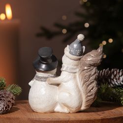 ФИГУРКА "БЕЛКА СО СНЕГОВИКОМ" 14,5*7*14 СМ