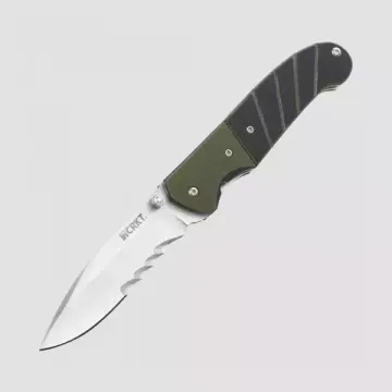 Складной нож CRKT полуавтоматический Ignitor Combo Edge CR/6855 c клинком из стали 8Cr13MoV, рукоять G10