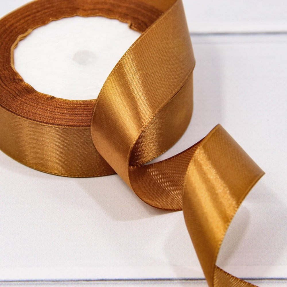 Лента Атласная 2,5см х 28м Сатин (Коричневый)