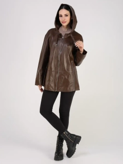 Кожаная куртка демисезонная с капюшоном
