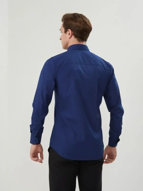 Рубашка приталенная SLIM FIT с длинным рукавом, темно-синяя