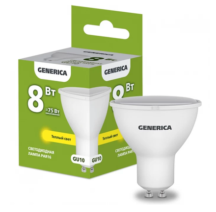 GENERICA IEK Лампа светодиод 8Вт GU10 3000К