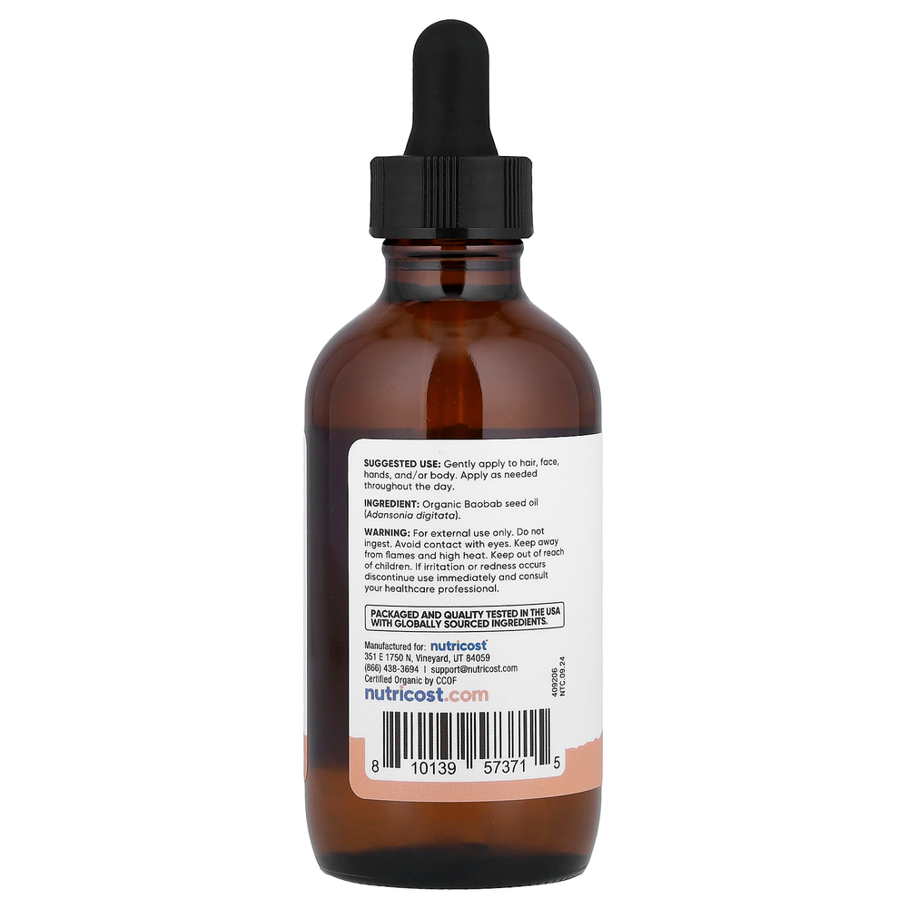 Nutricost, Essentials, органическое масло баобаба, 118 мл (4 жидк. унции)