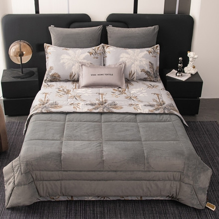 Комплект постельного белья с одеялом Сатин Велюрия Люкс «Пальмовая идиллия»