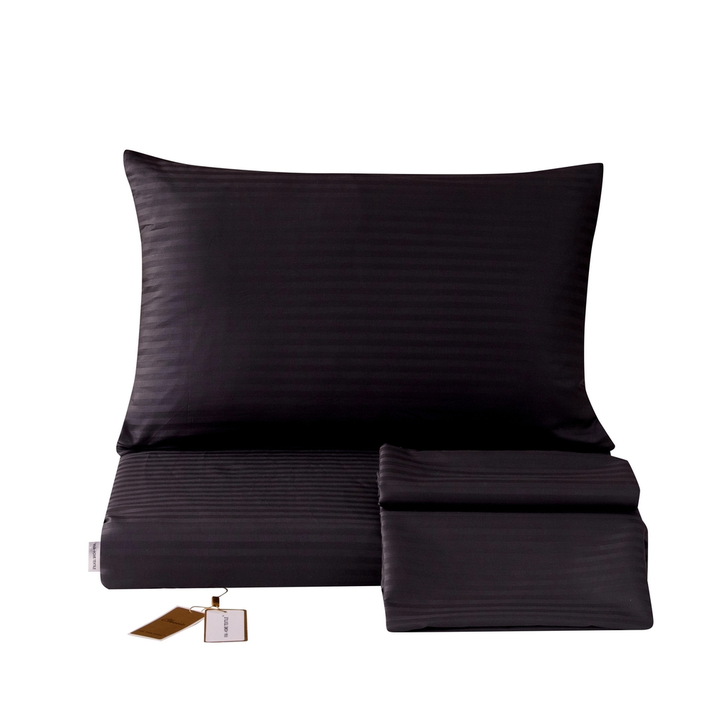 Комплект постельного белья Страйп Сатин Однотонный на резинке CTR035