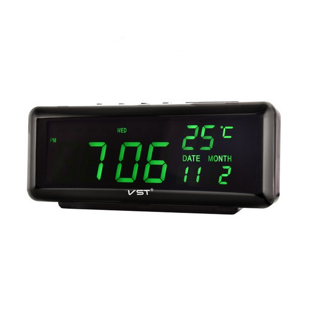 Часы VST-762W C`/дата,USB питание, черный.