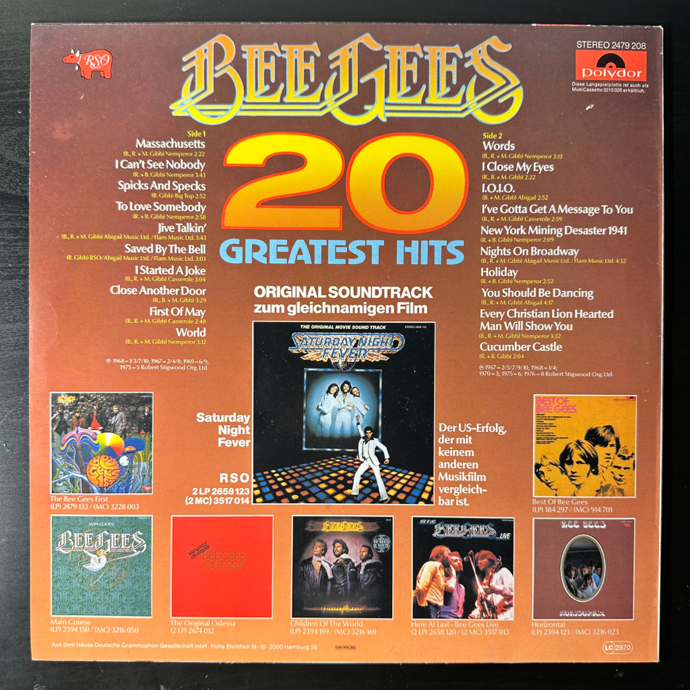 Bee Gees ‎– 20 Greatest Hits (Скандинавия 1978г.)