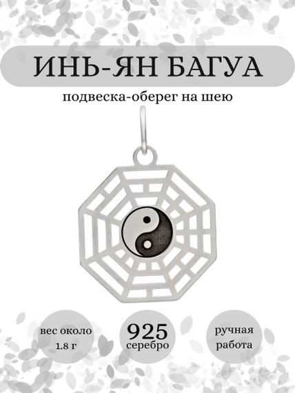 Инь-Ян (Багуа) подвеска из серебра 925 пробы, инфографика Главная