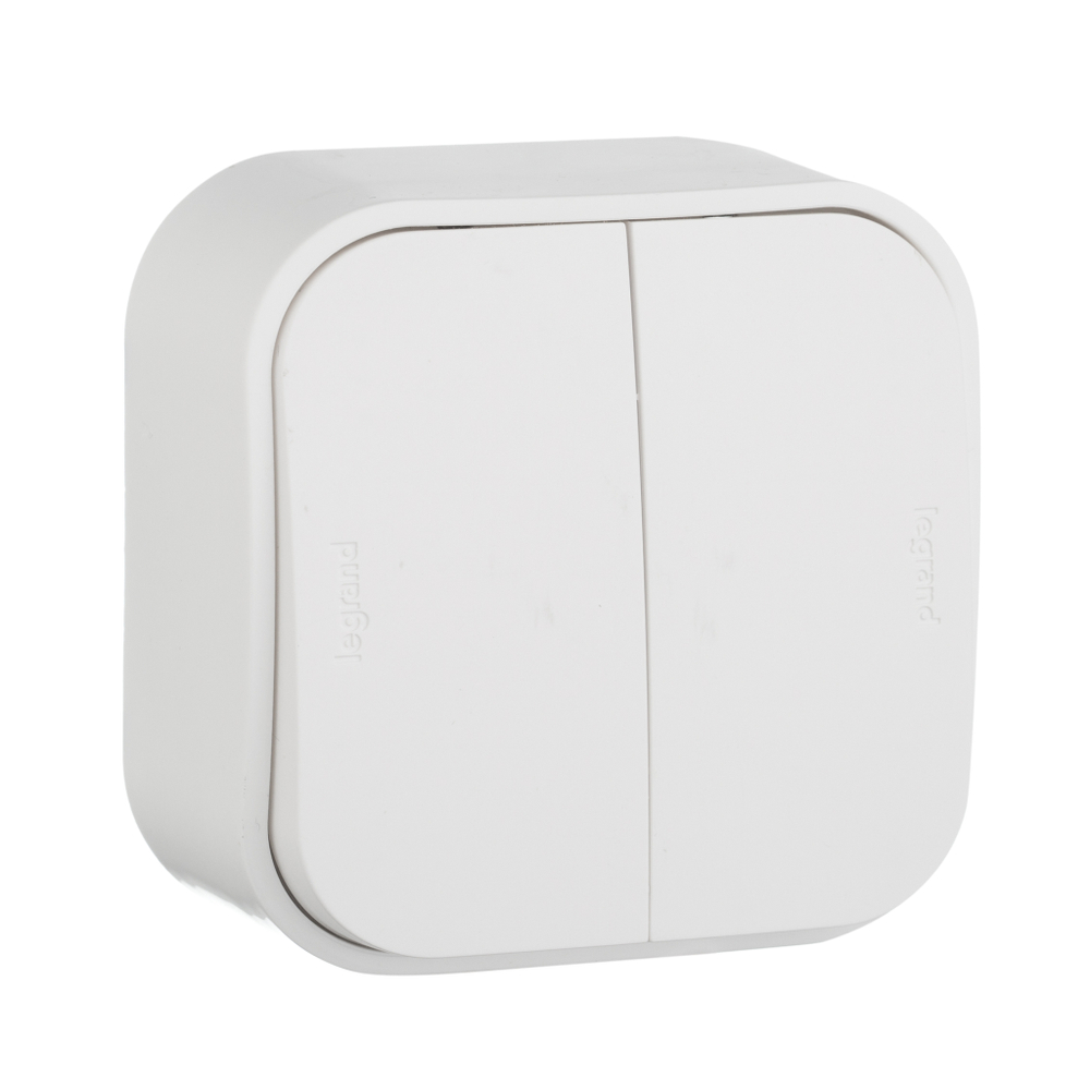 Выключатель 2х-клавишный IP20 10А 250В белый Quteo Legrand