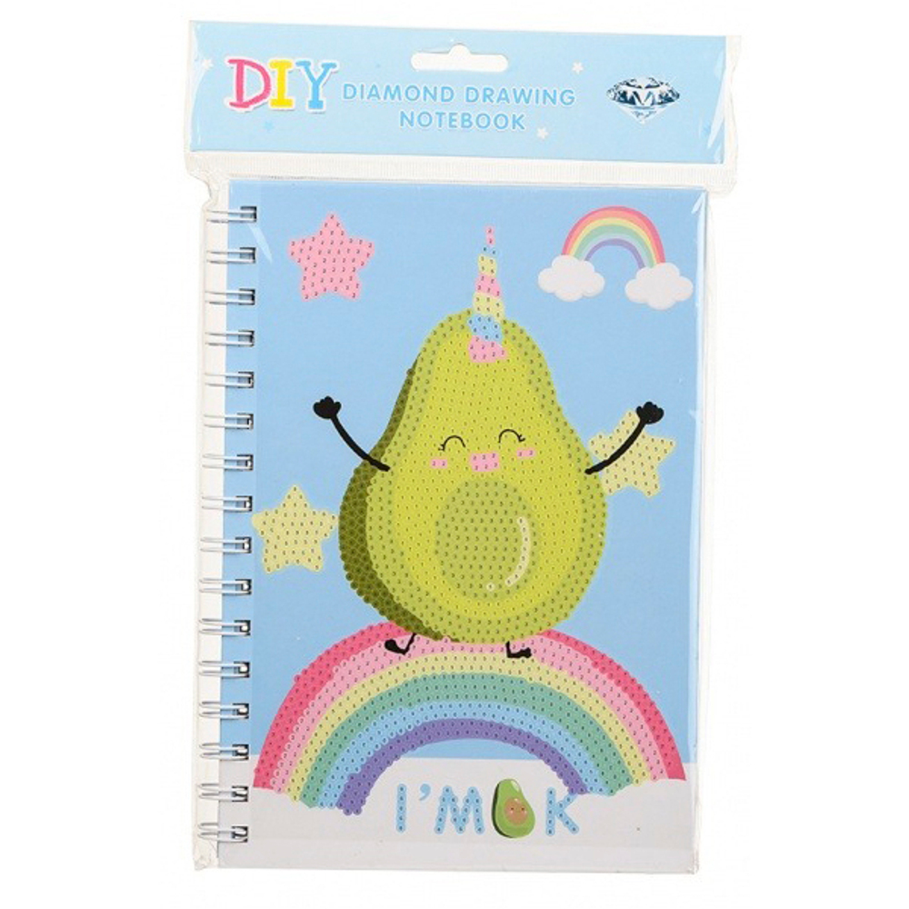 Блокнот детский Basir, формат А5, серия "Авокадо" с алмазной мозаикой, 21*14.5 см, 80 листов, ассорти