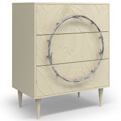 Комод Арт Колор leaves Классик Сильвер с 3 ящиками Серый шелк